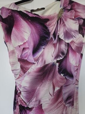 Roberto Cavalli Purple Floral Draped Dress